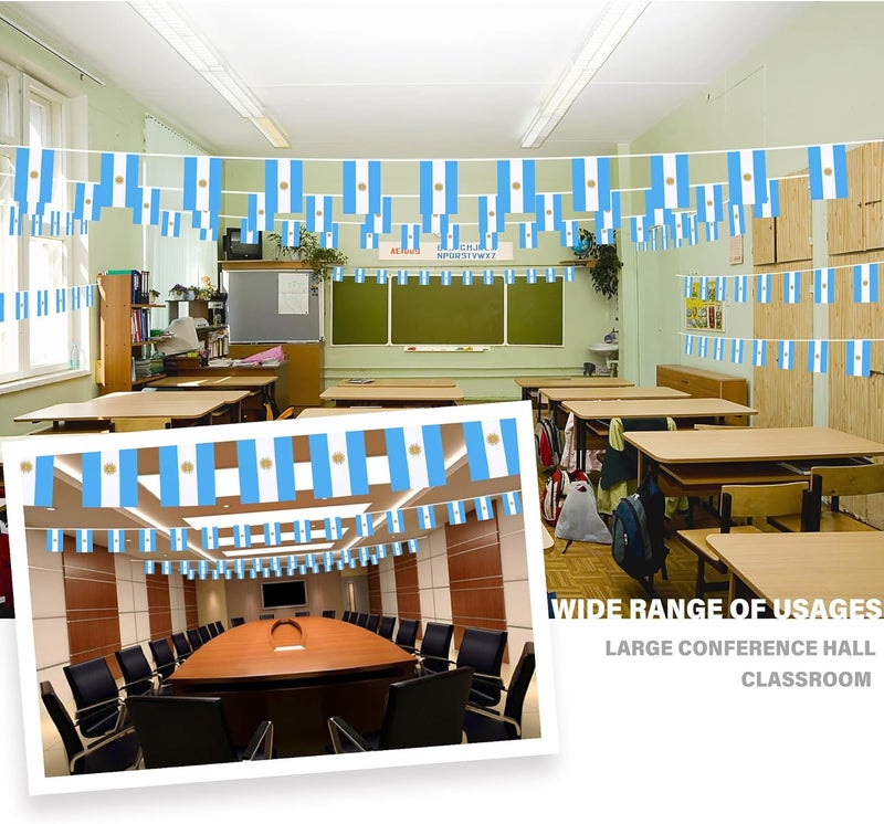 MVPRING Argentina String Flag Pennant Banner, Small Mini Argentinian Flags Bunting Banner, National Country Decoration for School, Party, Sports Events, Patriotic Festival, 33 Feet 30 Flags - Image 2